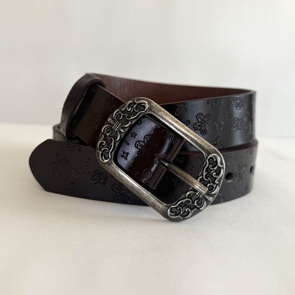 Y2K Style Brown American Western Floral Design Belt - Picture 7 of 10